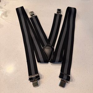 Carhartt Rugged Men’s Suspenders Black Gray Stripe X-Back Heavy Duty Workwear